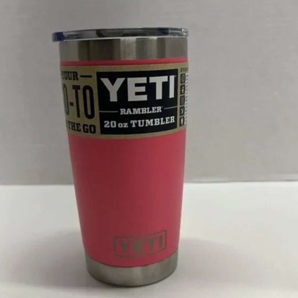 Yeti Rambler Tumbler Tropical Pink 20 oz USED- signs of wear